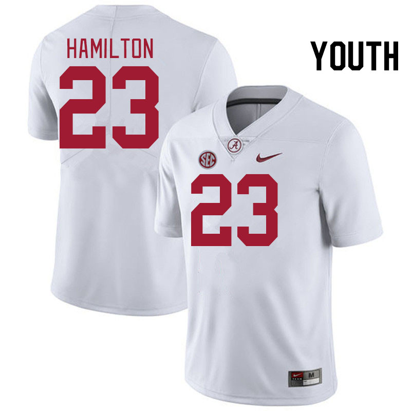 Youth #23 Jaren Hamilton Alabama Crimson Tide College Football Jerseys Stitched-White